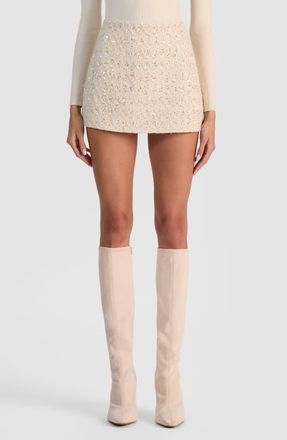 Alice & Olivia Rubi Metallic Tweed Miniskirt in Natural at Nordstrom, Size 8