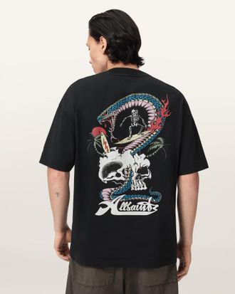 AllSaints Snakepit Oversized Short Sleeve Graphic T-Shirt