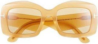 Tom Ford 83mm Square Sunglasses in Shiny Yellow /Brown at Nordstrom Rack