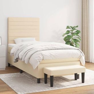 vidaXL Vidaxl - Cama Box Spring Con Colch&oacute;n Tela Color Crema 80x200 Cm