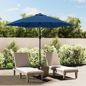 vidaXL Sombrilla De Jard&iacute;n Con Luces Led Palo Acero Azul Azure 300 Cm Vidaxl
