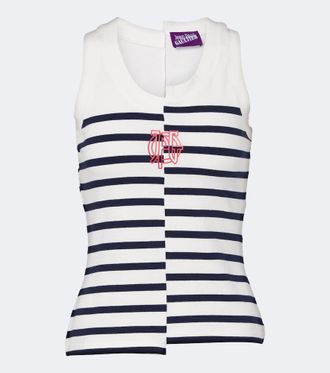 Jean Paul Gaultier Striped cotton-blend jersey tank top