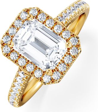The Diamond Store Annabelle Lab Diamond Halo Engagement Ring in 18K Gold 2.15ct F/VS1