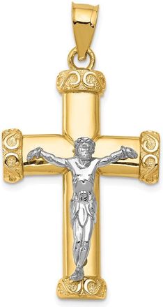 Diamond2Deal 14k Two-tone Gold Crucifix Pendant