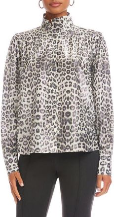 Fifteen Twenty Chloe Metallic Leopard Print Button-Up Shirt at Nordstrom, Size Medium