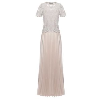 D.exterior Maxi Dresses, female, Beige, Size: S Pleated Satin Maxi Dress