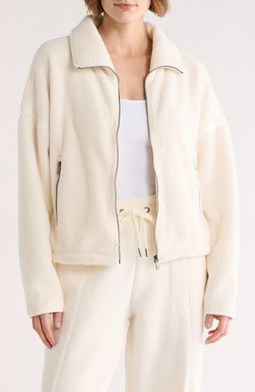 Marika Blair Faux Shearling Zip Jacket in Egret at Nordstrom Rack, Size X-Small
