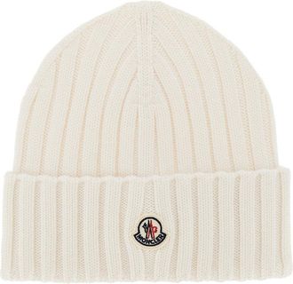 Moncler Wool beanie hat with logo patch Woman One Size