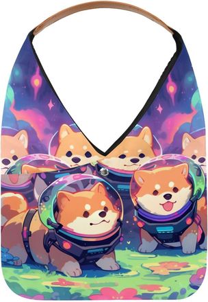 Generic Cute Space Dog Reusable Lightweight Grocery Bags - Foldable Into Compact Pouch, Washable & Sturdy, Multipurpose for Shopping and Travel