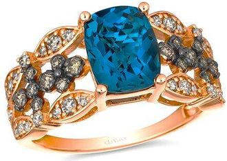 Le Vian Deep Sea Blue Topaz 14K Rose Gold 2.77 Ct. Tw. Diamond & London Blue Topaz Cocktail Ring