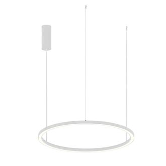 Luce-Ambiente-Design Suspensi&oacute;n Led Hoop en Aluminio Blanca Difusor en Acr&iacute;lico y Cables Regulables, Cct, &oslash; 80cm