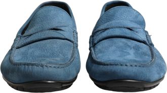 Dolce & Gabbana Pebbled Calfskin Leather Loafers - Blue