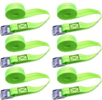 OEM Correa De Trinquete De 1 M X 25 Mm, Paquete De 6 Correas De Ajuste Con Hebilla Para Portaequipajes De Techo, Furgonetas, Coches Y Bicicletas (verde)