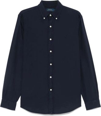 Polo Ralph Lauren Blauw Langemouw Sportshirt - Heren - Casual Overhemden - Blauw - XL - Katoen - Overhemden
