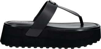 Michael Kors Koya Flip Flap - Dames - Slippers - Zwart - 41 EU - Leer - Schoenen