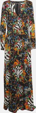 Roberto Cavalli Cavalli Class Black Seashell Printed Jersey Maxi Dress