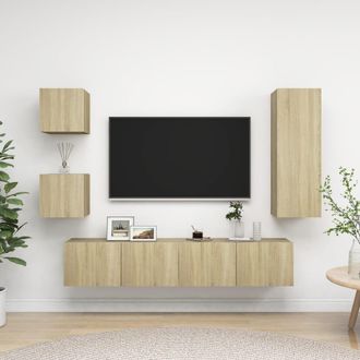 vidaXL Vidaxl - Set Muebles De Sal&oacute;n Tv 5 Pzas Madera Ingenier&iacute;a Roble Sonoma