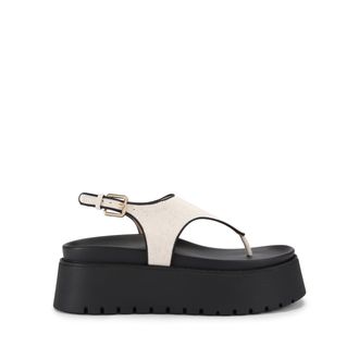 Steve Madden Womens Tabor White Sandals - Beige Fabric - Size UK 6