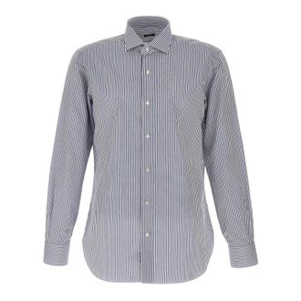 Barba Casual Shirts, male, Gray, Size: 3XL Vertical Striped Cotton Shirt