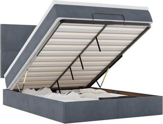 vidaXL Vidaxl - Estructura Cama Otomana Con Colchones Gris Oscuro 140x200cm