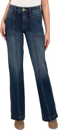 Kut from the Kloth Jodi High-Rise Wide Leg Front Patch Pockets Jean In Energy