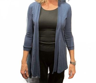 bobi 3/4 Open Cardigan In Paicific Blue