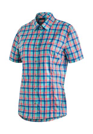 Maier Sports Funktionsbluse MAIER SPORTS Philina, Damen, Gr. 38, kariert, 85% Polyester, 15% Viskose, Blusen Funktionsbluse, Karierte Kurzarm-Bluse f&uuml;r Wandern, Re