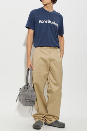 Acne Studios Cotton T-shirt With Logo, Mens, Navy Blue