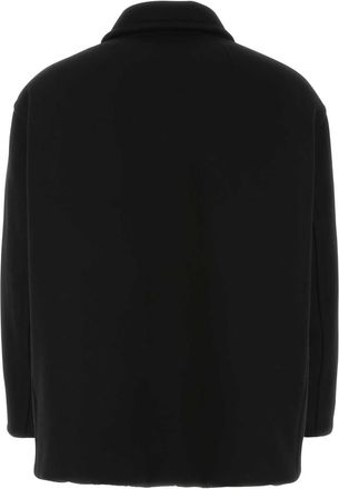 Valentino Garavani Mens Black Wool Blend Coat 0no Cappotti