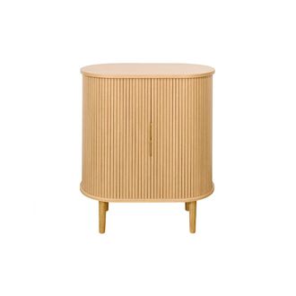 Miliboo Aparador Alto Vintage Con Puertas Correderas De Madera Clara De Roble 70 Cm - Epic