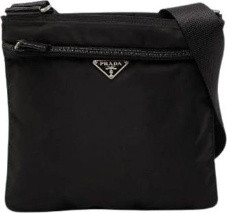 Prada Pre-owned Cross Body Bags, female, Black, Size: ONE SIZE Pre-owned Nylon Cross Body Bag