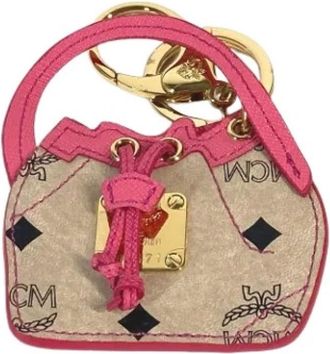 MCM Pre-owned Leather Keyring - Dames - Vintage Accessoires - Beige - ONE Size - Leer - Vintage