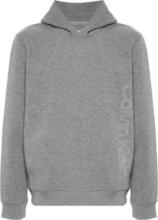 Calvin Klein logo-print fleece hoodie - men - Recycled Polyester/Elastane - L - Grey