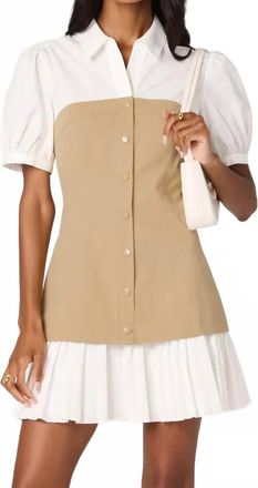 Astr Womens Joseline Faux Mini Dress In White/tan