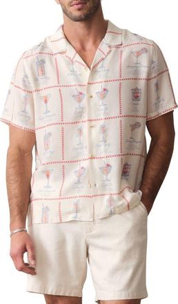 Marine Layer Luzio Short Sleeve Button-Up Shirt in Multi Happy Hour Print at Nordstrom, Size Xx-Large