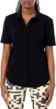 Dai Moda Clark Short Sleeve Button-Up Shirt in Black at Nordstrom, Size Xx-Large
