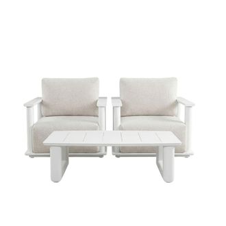 Kerama Conjunto de jard&iacute;n de 2 sillones de aluminio blanco y mesa