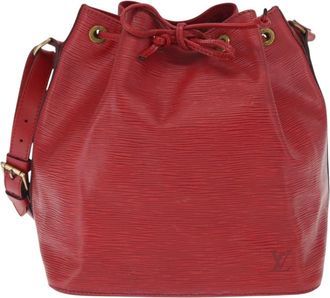 Louis Vuitton Petit Noe Monogram Canvas Red Leather Handbag (Pre-Owned)