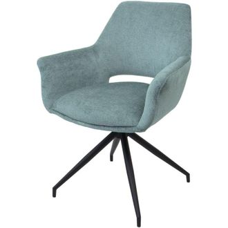 Hhg Sedia poltroncina con seduta girevole braccioli 745 tessuto grigio menta