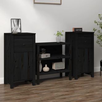 vidaXL Aparadores 2 Uds Madera Maciza De Pino Negro 40x35x80 Cm Vidaxl