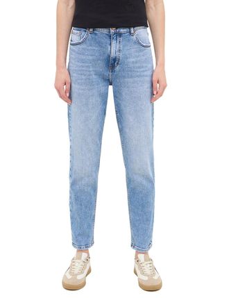 Mustang Slim-fit-Jeans MUSTANG Damen Style Brooks Relaxed Slim, Damen, Gr. 26, L&auml;nge 32, blau (585 mittelblau), Denim/Jeans, 99% Baumwolle, 1% Elasthan, unifa
