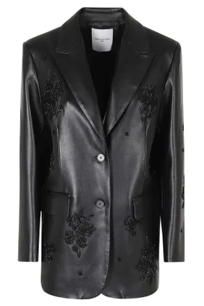 Isabelle Blanche Black Strass Embellished Faux Leather Jacket