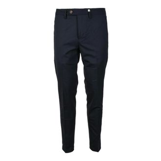 Myths Slim-fit Trousers, male, Blue, S, Elegant Wool Blend Stretch Trousers