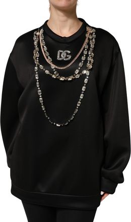 Dolce & Gabbana Black Embellished Logo Crystal Sweatshirt Womens Top (Pre-Owned)