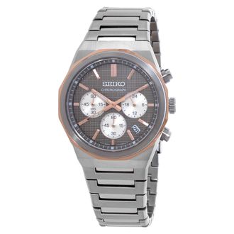 Seiko Essentials Chronograph Quartz Grey Dial Mens Watch HGK002P1
