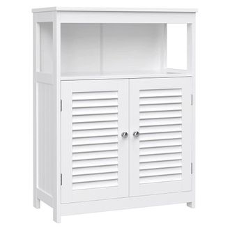Calicosy Mueble de almacenamiento blanco con 2 puertas persianas - H80cm