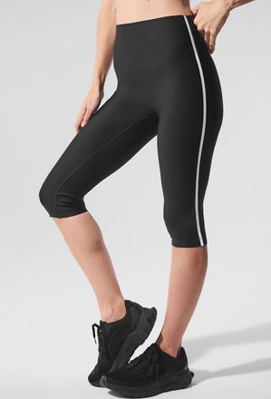 Alo | Airlift High-Waist Super Sleek Contrast Capri Pants in Black/White, Size: Medium