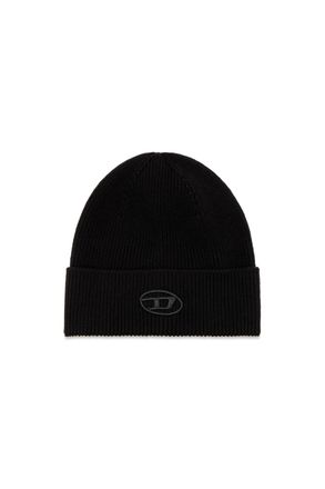 Diesel Ribbed beanie with D embroidery - Knit caps - Unisex - Black