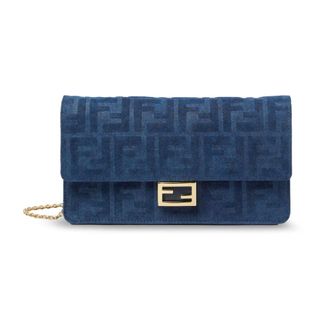 Fendi Shoulder Bags, female, Blue, Size: ONE SIZE Wallet On Chain Baguette