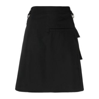 Givenchy Short Skirts, female, Black, Size: XS Asymmetrical Wrap Mini Skirt with D-Ring Detail